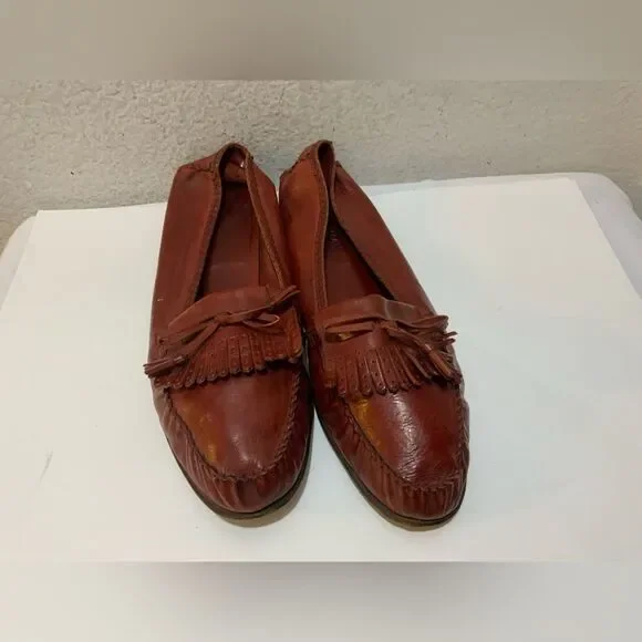 Cole Haan Saddle soft leather Brown fringe Loafer Sz 14